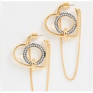 Demarson Elegant Gold and Silver Broken Heart Earrings